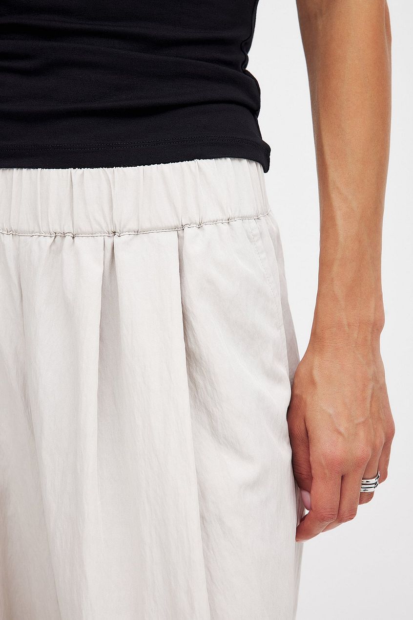 Na-kd Crinkled Elastic Waist Wide Leg Trousers