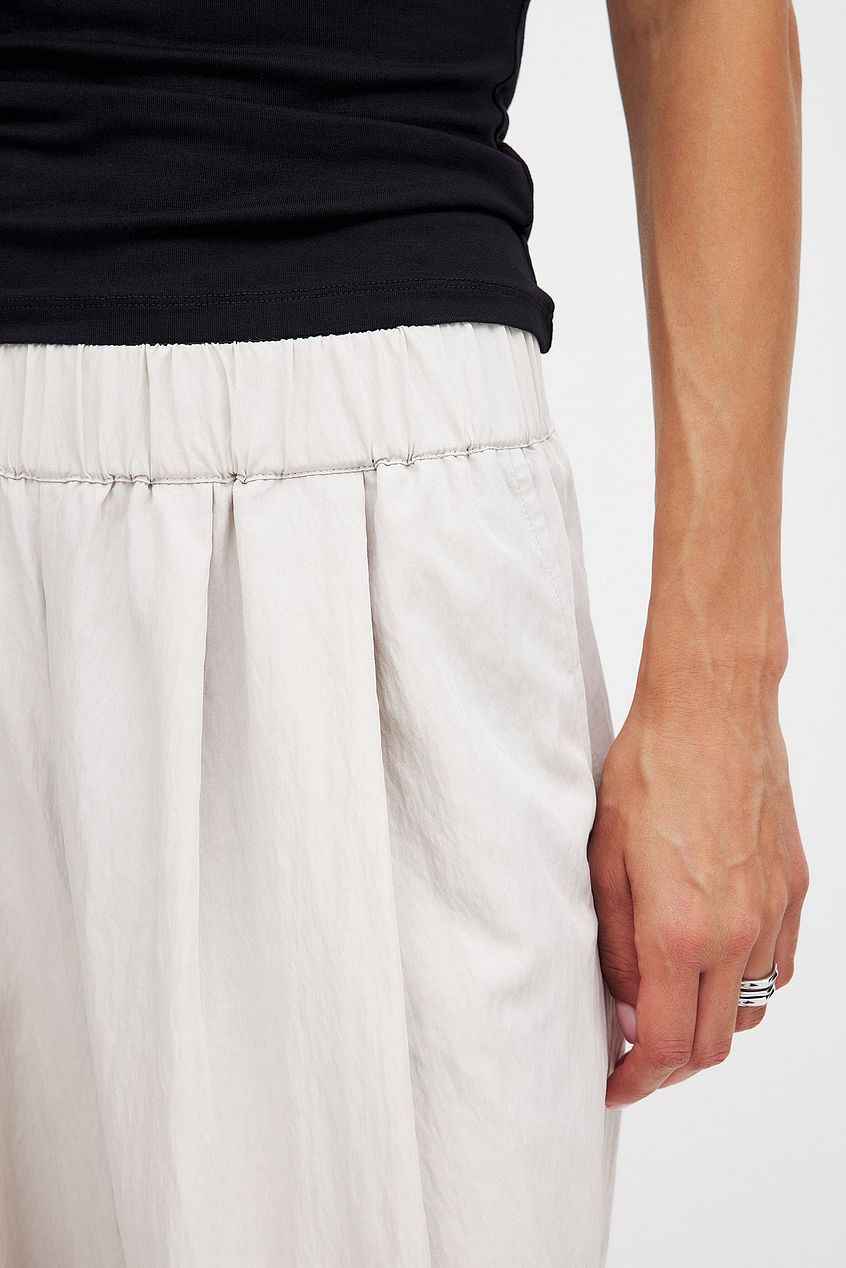 Na-kd Crinkled Elastic Waist Wide Leg Trousers