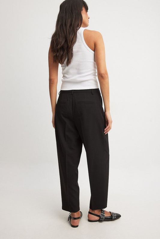 Cropped Mid Waist Suit Pants