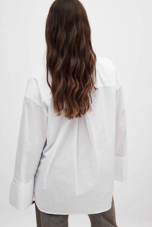 Na-kd Cuff Detail Oversized Cotton Shirt
