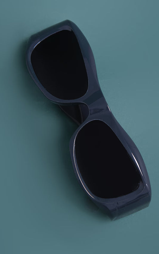 Charcoal Thick Arm Bug Eye Visor Sunglasses