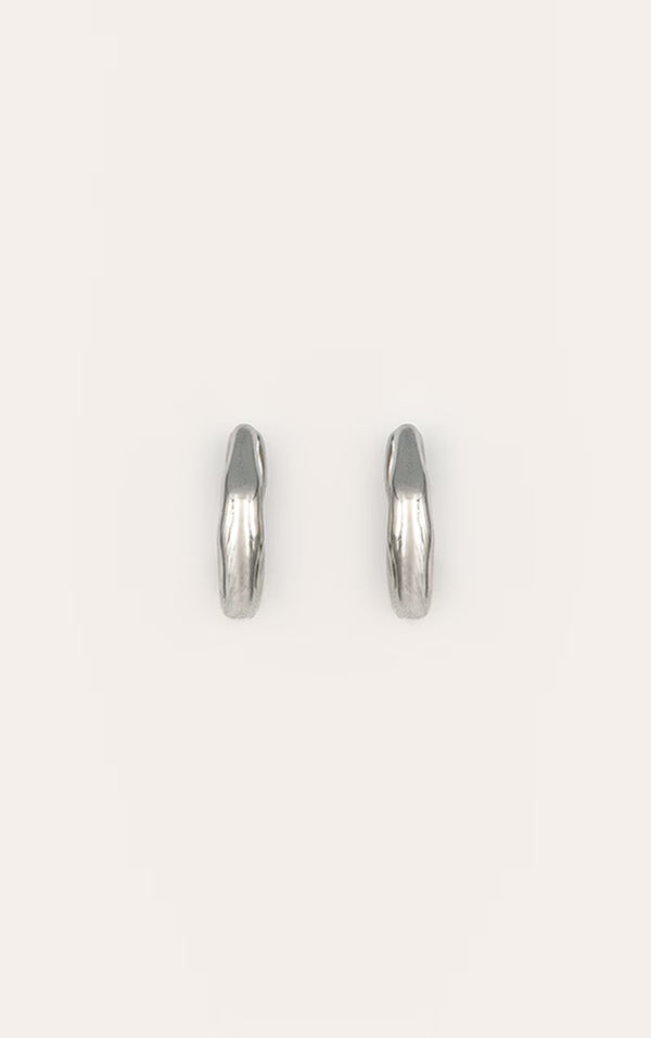Silver Molten Wave Hoop Earrings