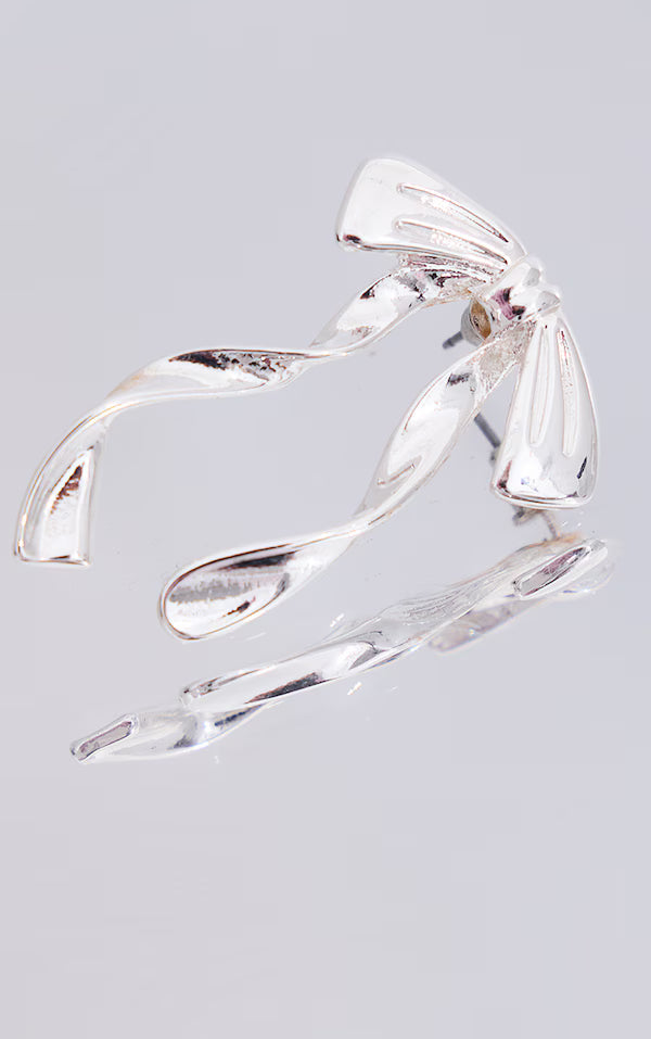 Silver Bow Stud Earrings