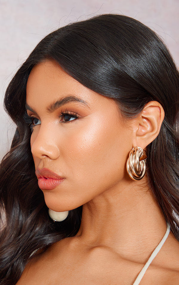 Gold Thick Chunky Twist Hoop Earrings