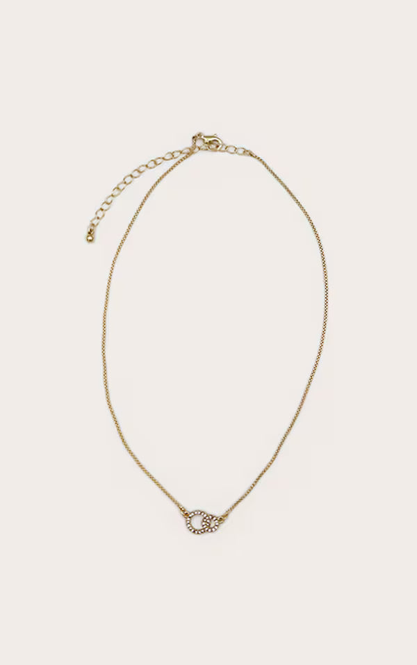 Real Gold Plated Paved Circle Link Necklace