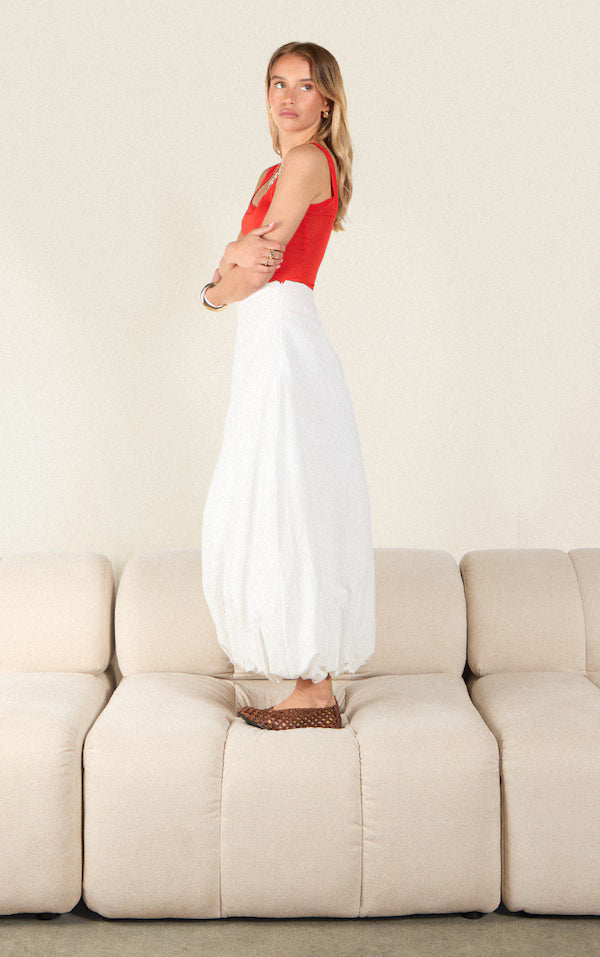 Red Sheer Soft Touch Scoop Neck Long Vest Top