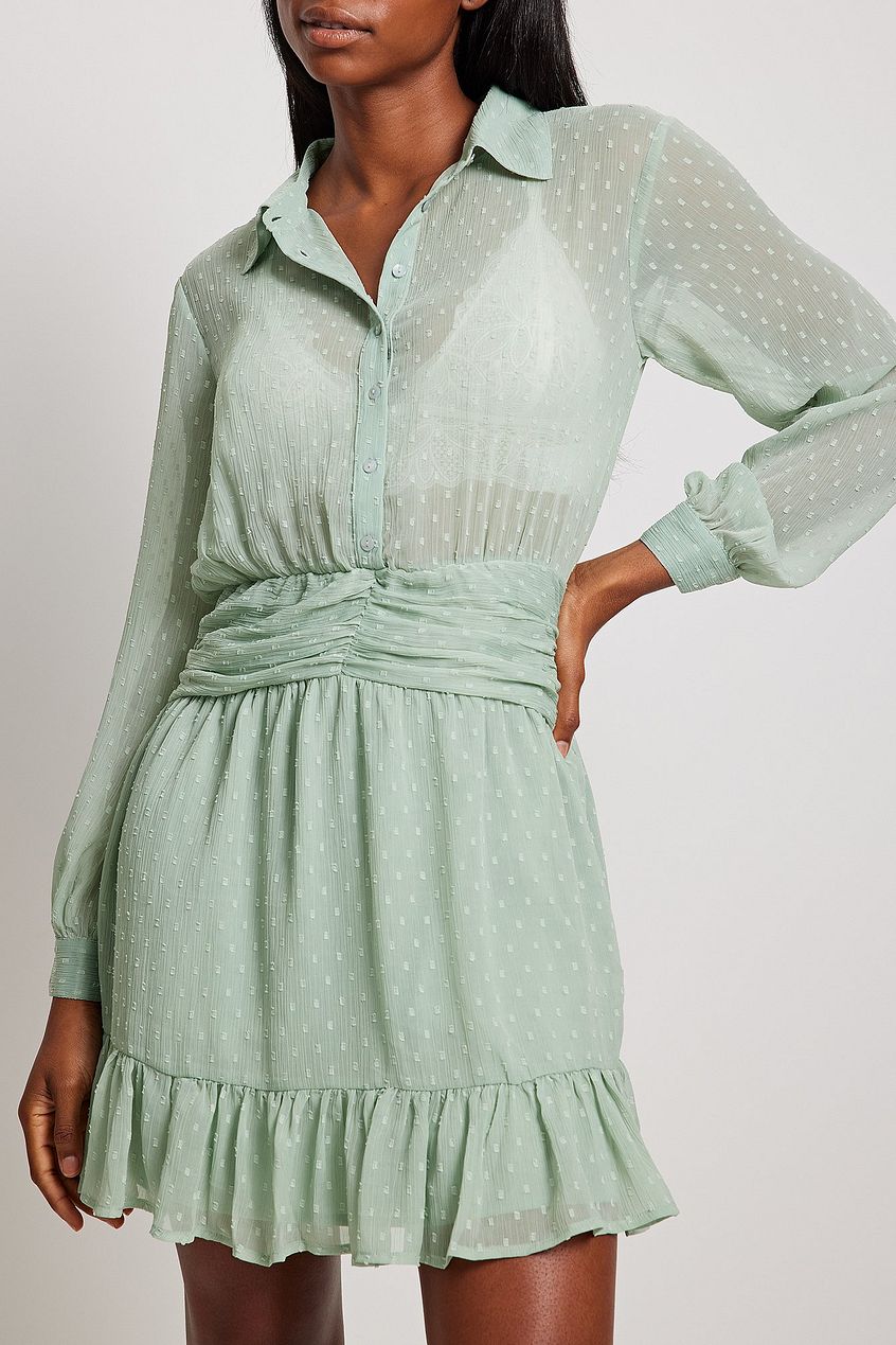 Dobby Waist Detail Mini Dress