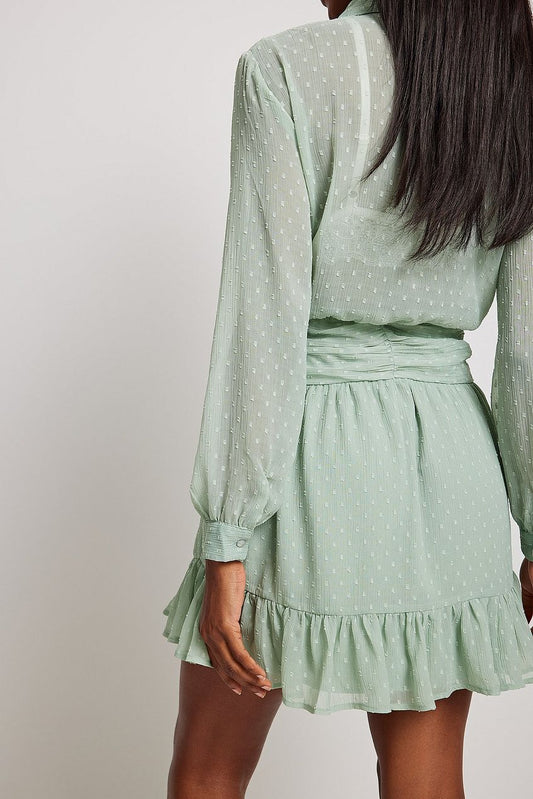 Dobby Waist Detail Mini Dress