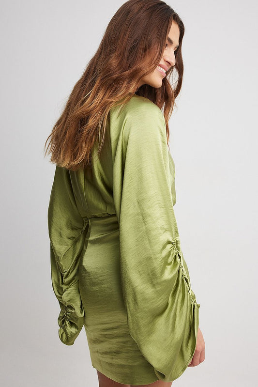 Draped Detail Satin Dress
