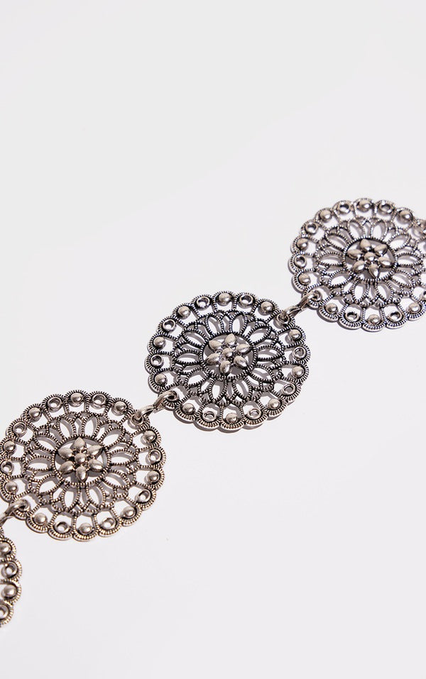 Silver Flower Disc Chain Belt