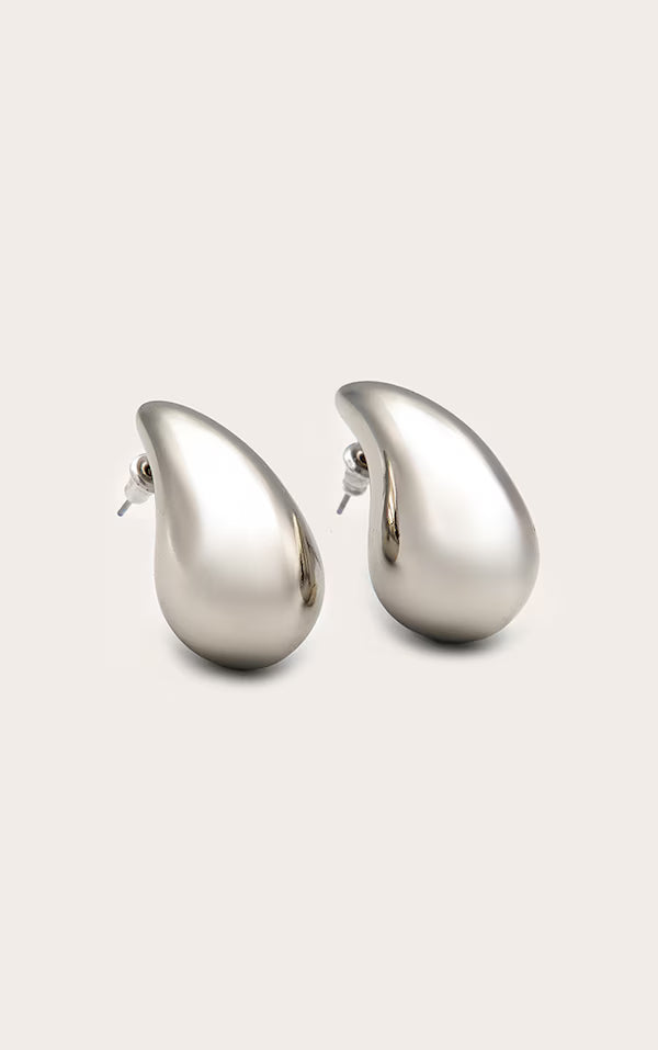 Silver Tear Drop Mini Statement Earrings