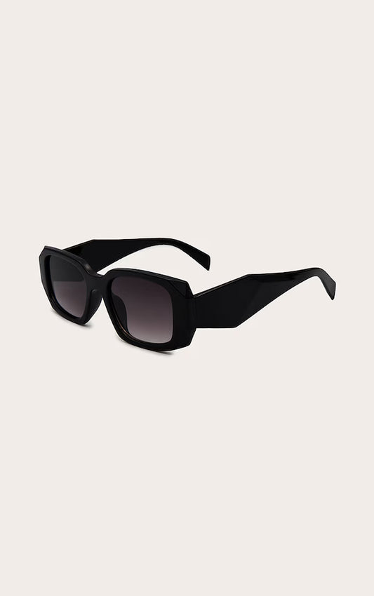 Black Diamond Detail Rectangular Frame Sunglasses