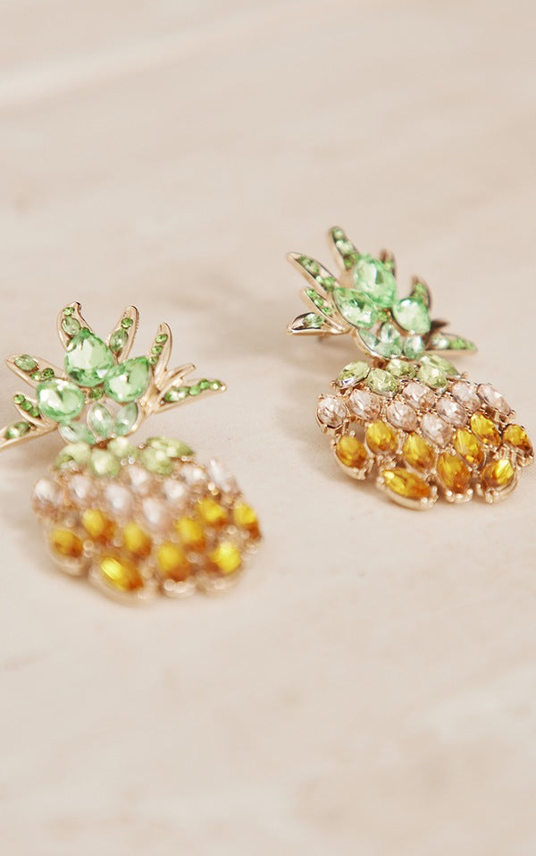 Yellow Pineapple Statement Earrings