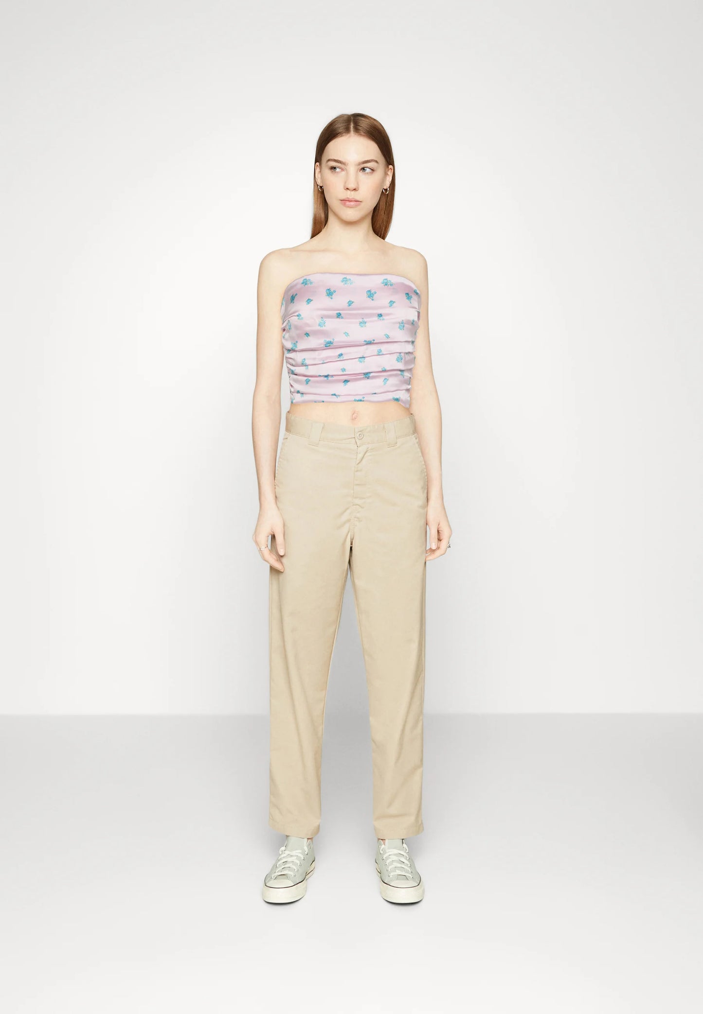 Pleated tube top blue flower