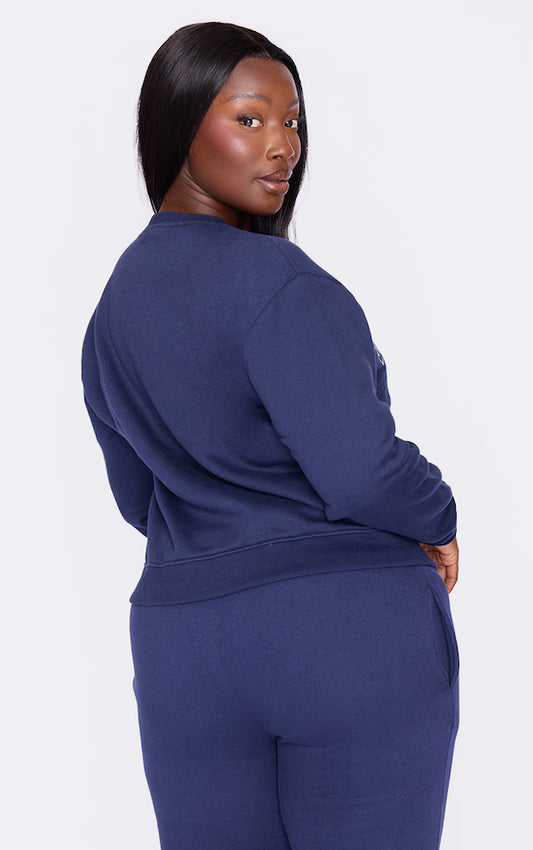 Plus Navy Sports Classic Embroidered Sweatshirt
