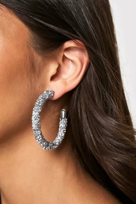 Diamante Cluster Hoop Earrings