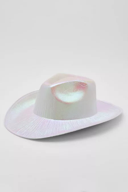 White Metallic Festival Cowboy Hat