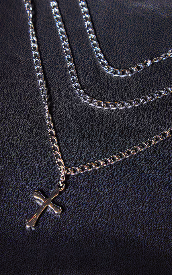 Silver Layered Cross Necklace