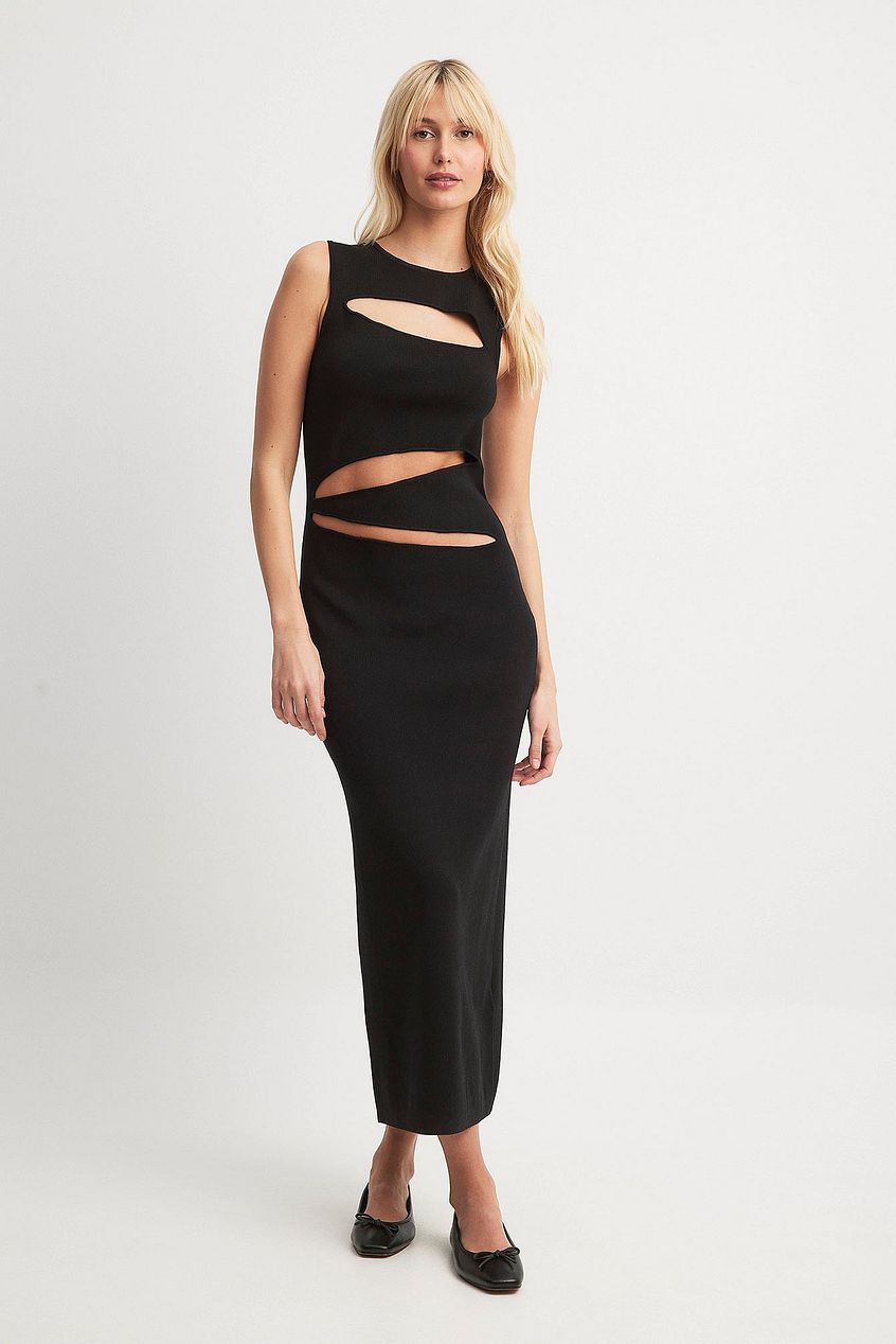 Fine Knitted Cut Out Maxi Dress