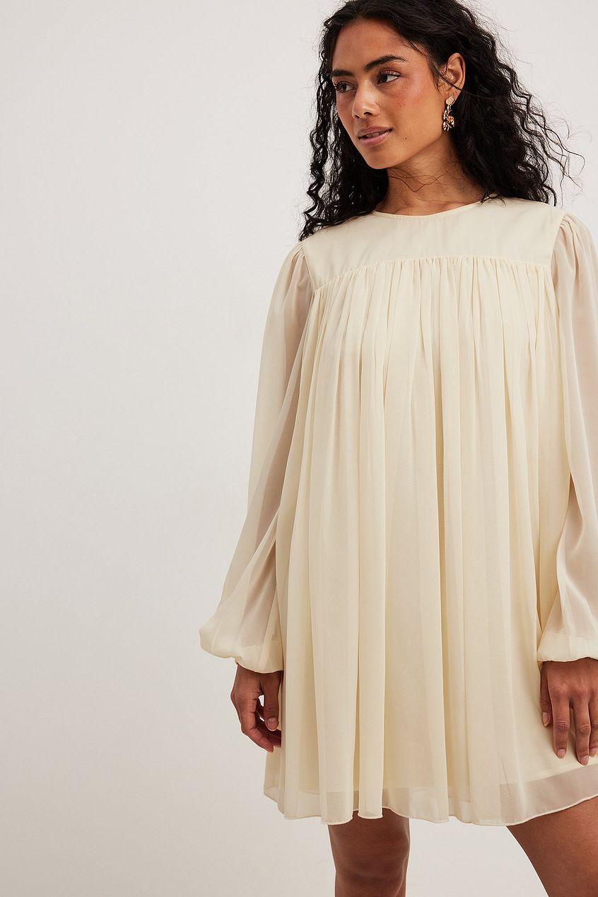 Flowy Chiffon Gathered Mini Dress