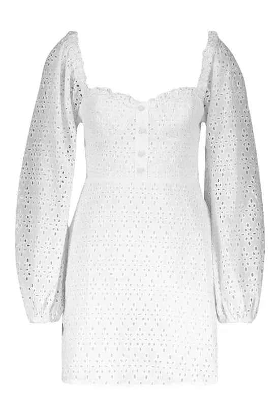 Boohoo Broderie Anglaise Sweetheart Mini Dress