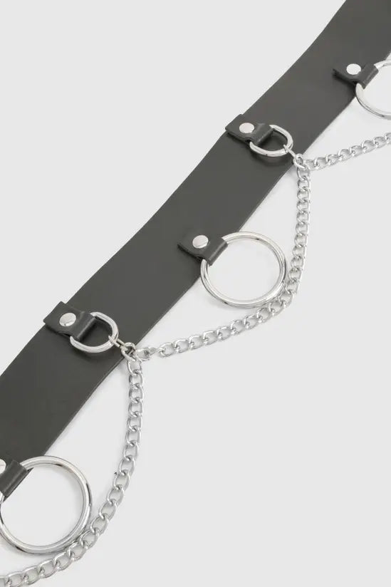 boohoo Ring & Chain Detail Waist Belt
