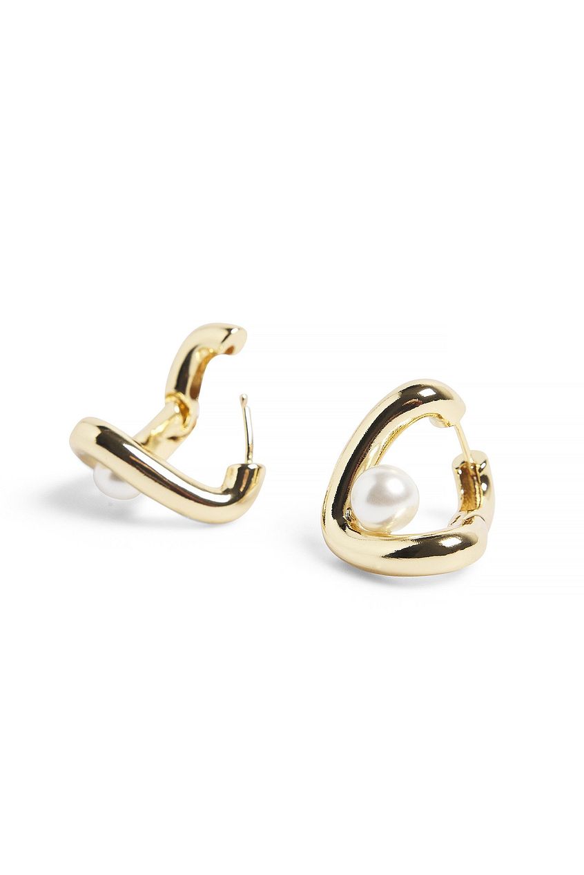 Na-kd Gold Plated Pearl Detailed Hoops