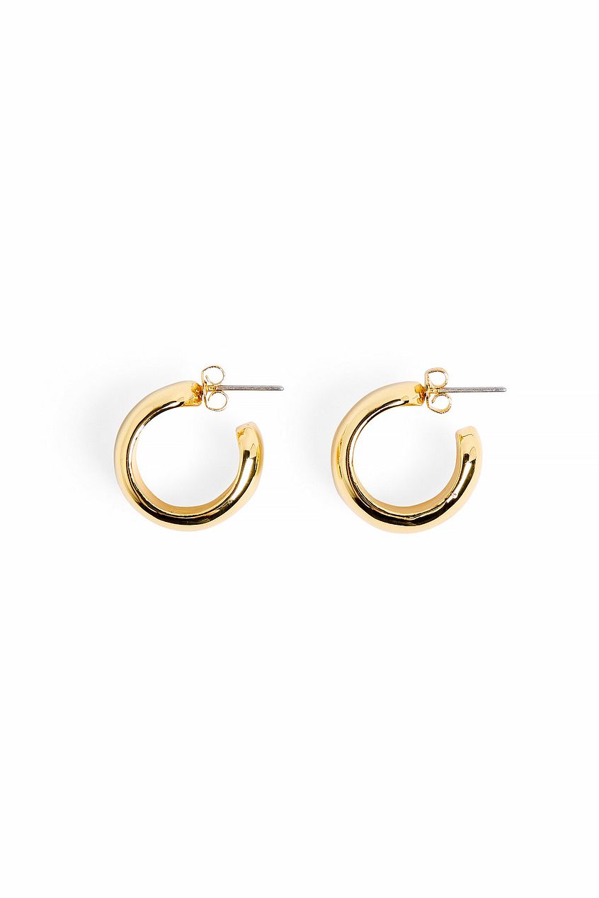 Gold Plated Small Plain Wide Hoops