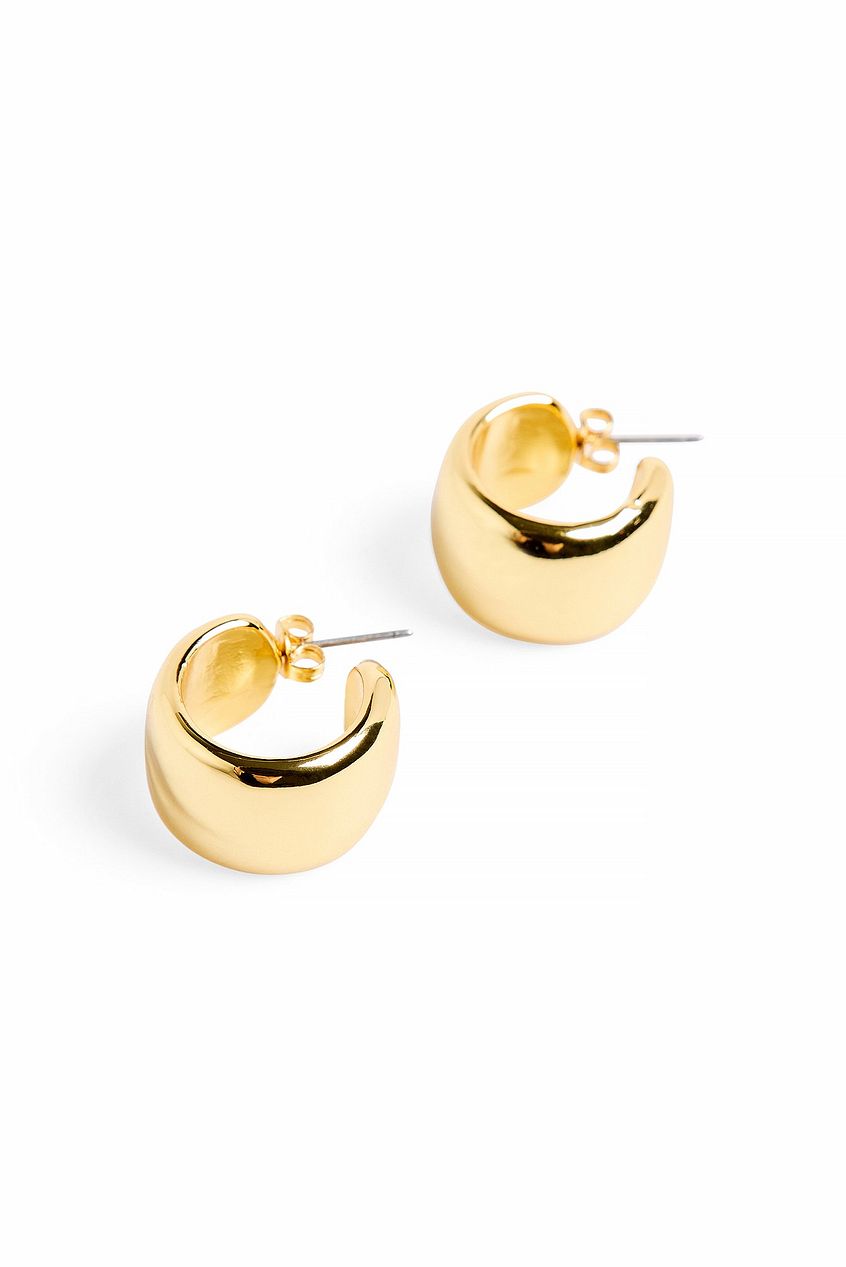 Gold Plated Small Plain Wide Hoops