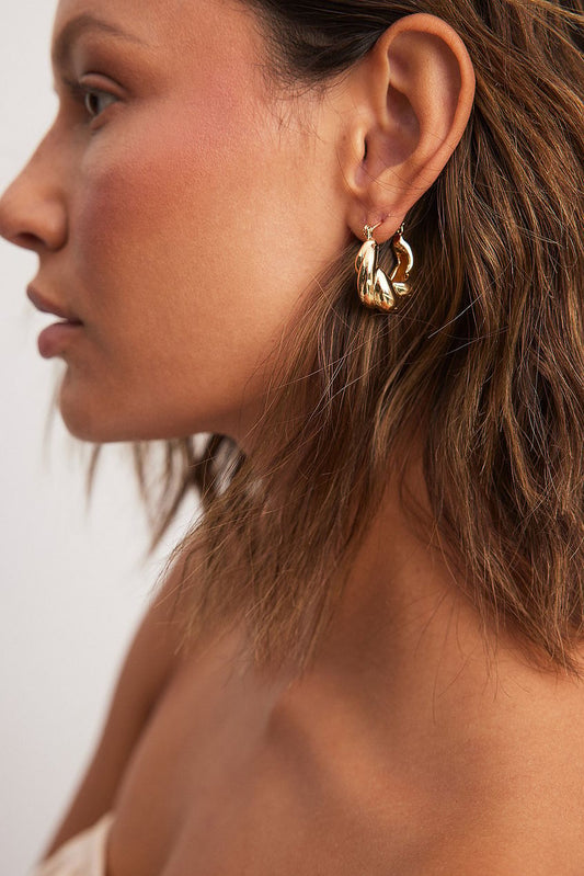 Gold Plated Twisted Chubby Hoops