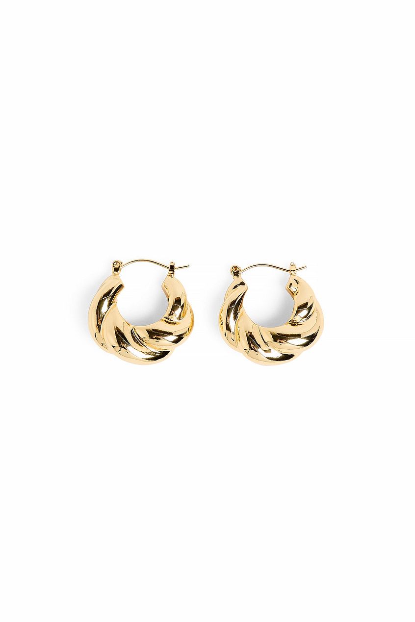 Gold Plated Twisted Chubby Hoops