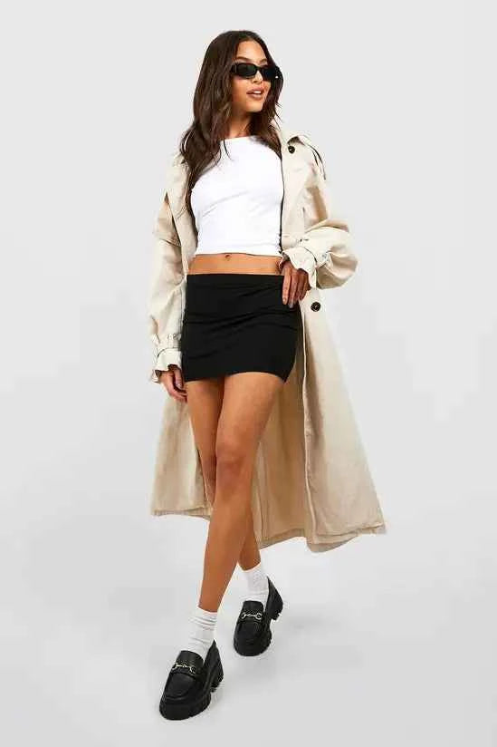 boohoo Basic Solid Black High Waisted Mini Skirt