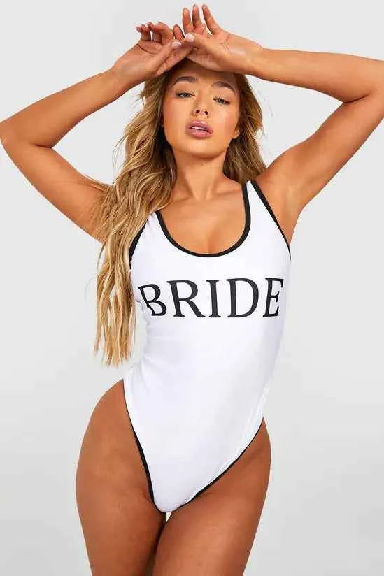 Boohoo bridesmaid contrast binding swimsuit