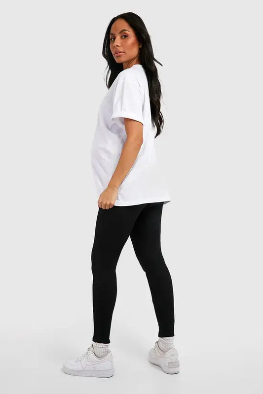 boohoo Maternity Ribbed Over Bump Leggings