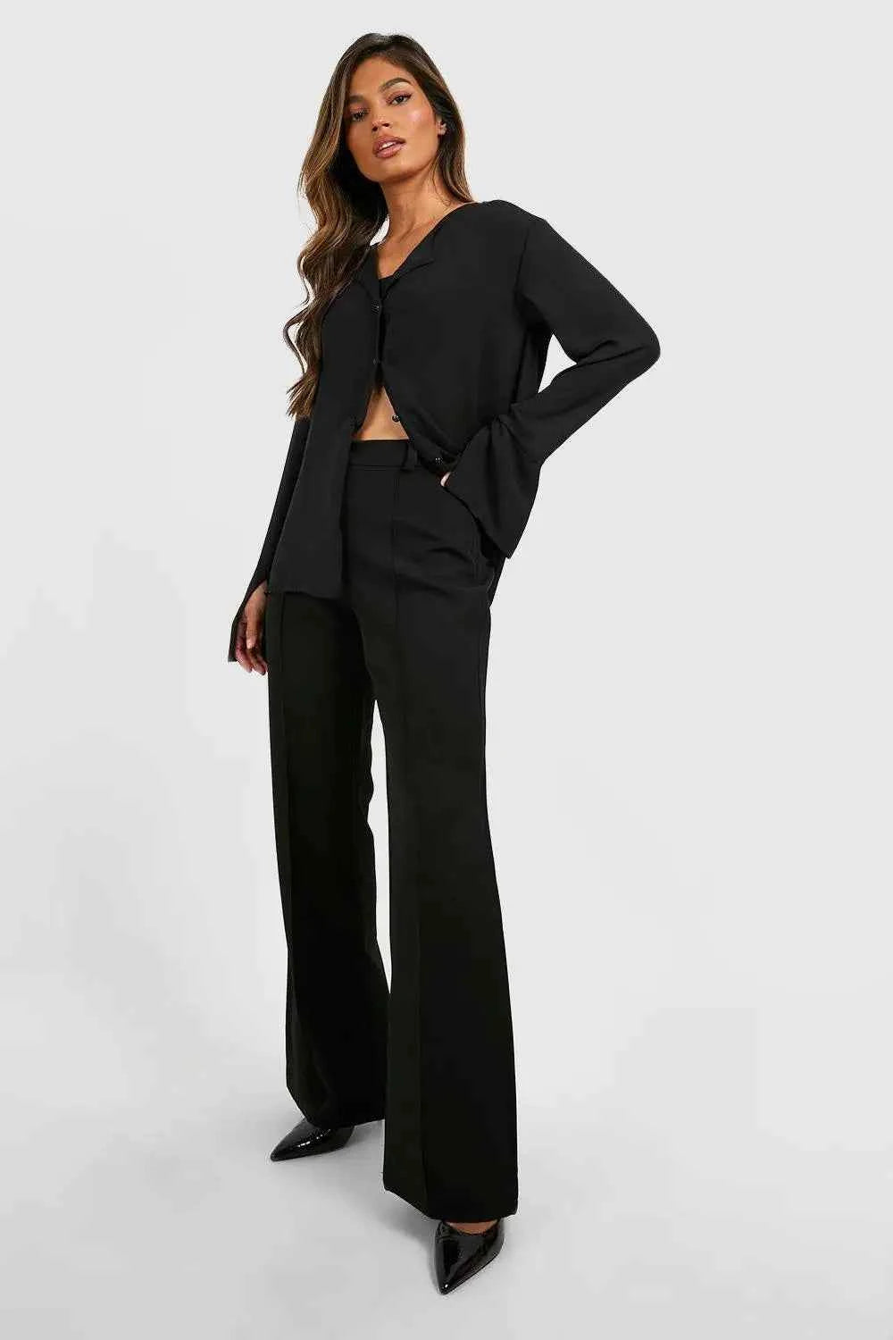 boohoo Fit & Flare Tailored Trousers