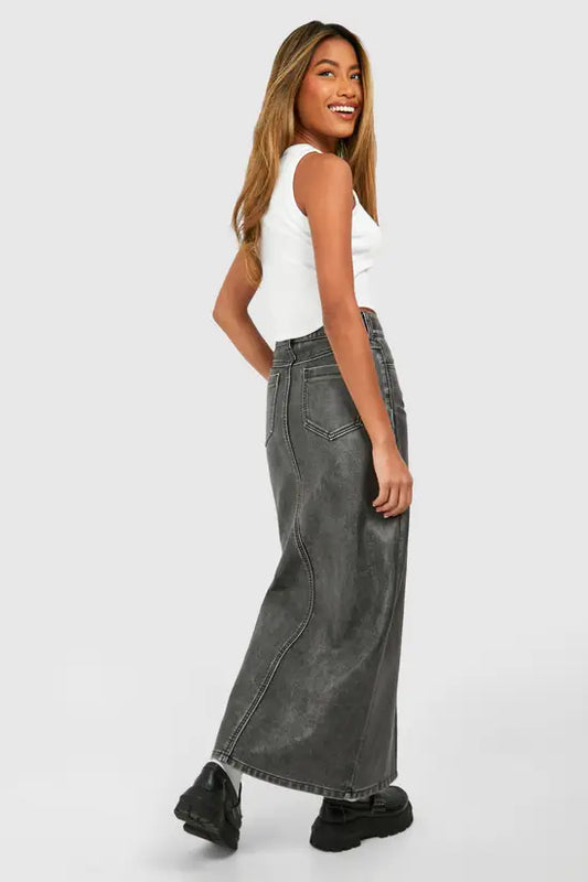 Boohoo - Vintage Look Faux Leather Maxi Skirt