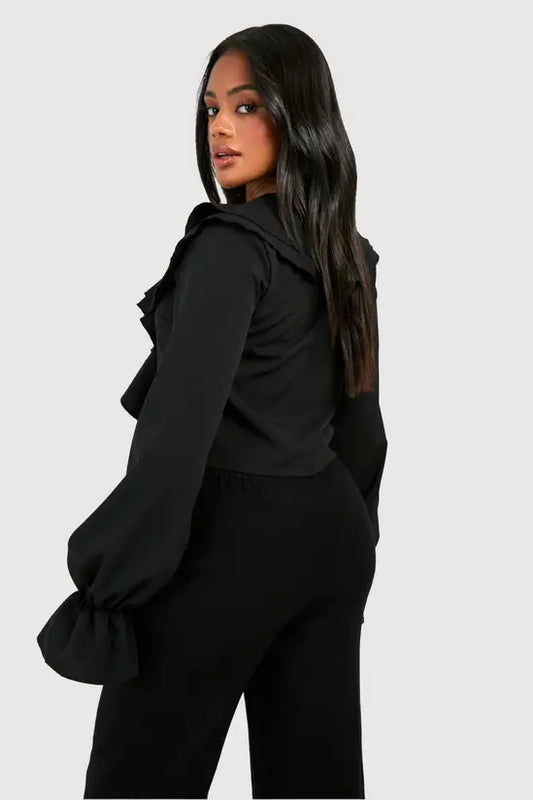 boohoo Ruffle Tie Front Blouse