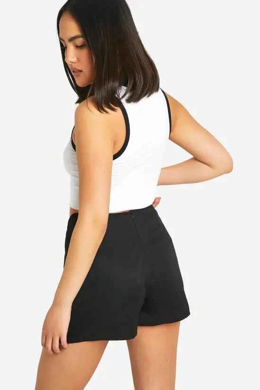 boohoo Twill Fold Over Detail Skorts