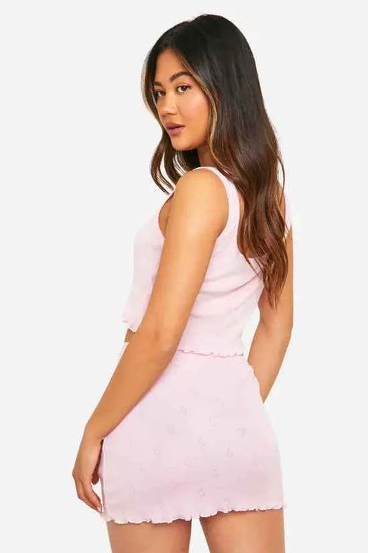 boohoo Pointelle Rose Detail Scoop Vest