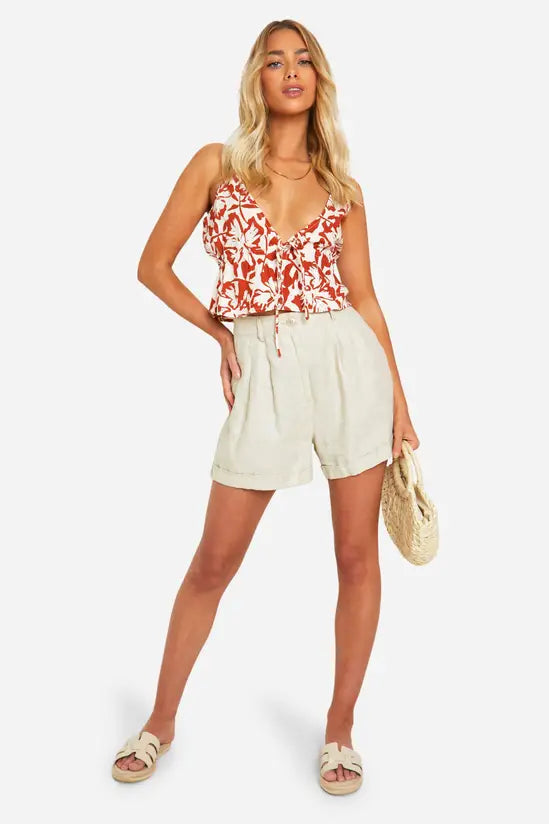 boohoo Rust Floral Printed Cami Top