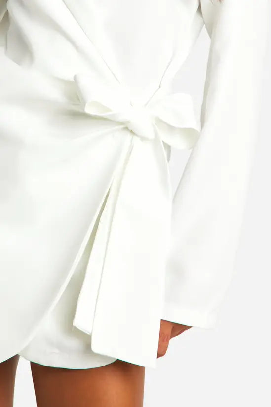 boohoo Wrap Drape Front Tailored Blazer Dress