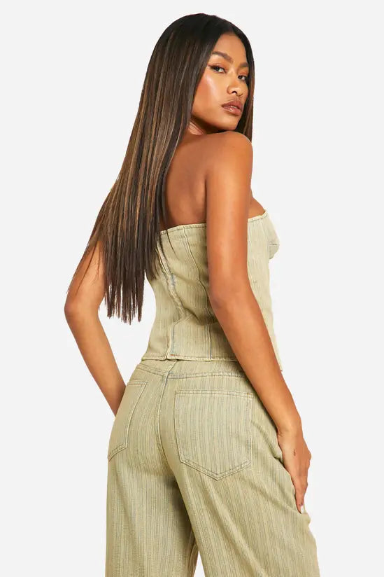 boohoo Tinted Wash Denim Corset
