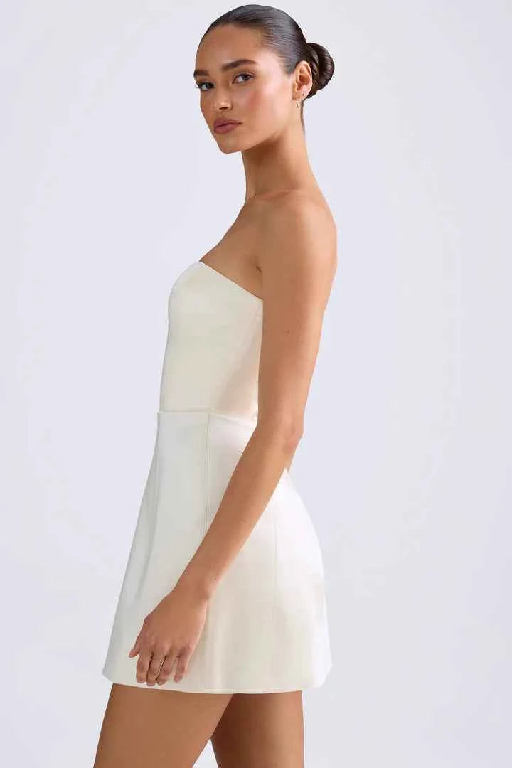 Ohpolly - Bandeau Structured Tulip Mini Dress in Ivory