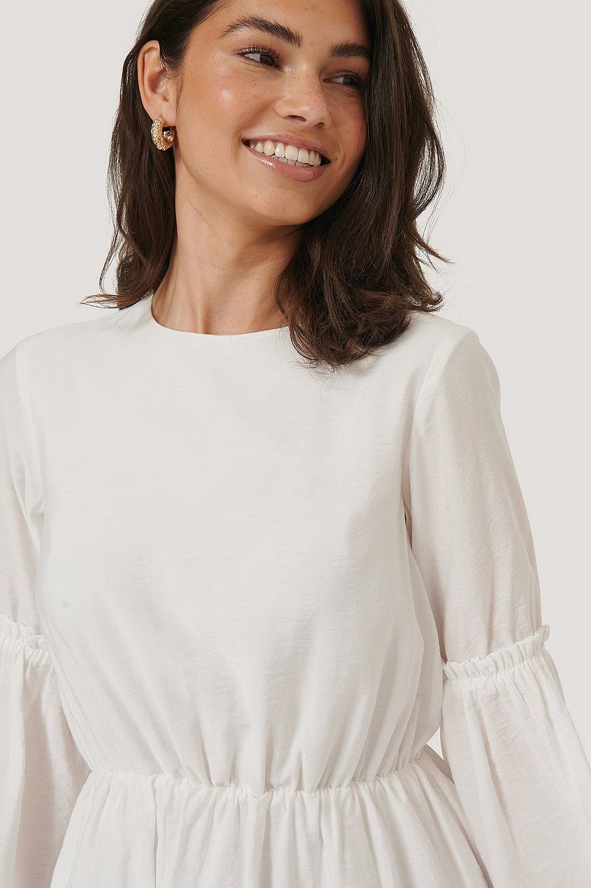 Flowy Balloon Sleeve Mini Dress