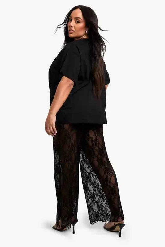 Boohoo - Plus Lace Wide Leg Trousers