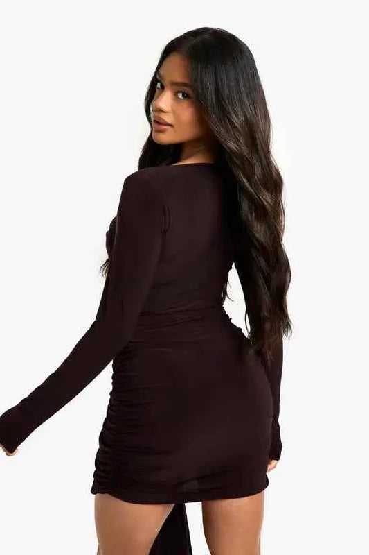 boohoo Ruched Twist Detail Mini Dress