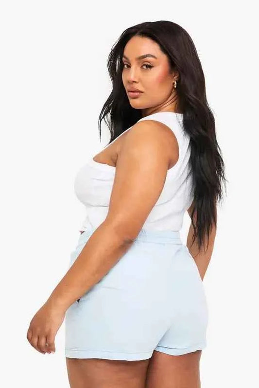 Booohoo - Plus Chambray Elasticated Waist Short
