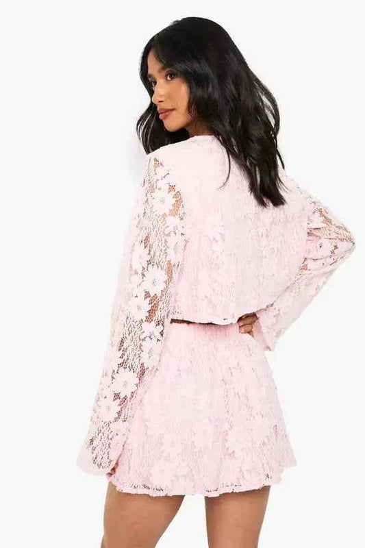 Boohoo - Petite Crochet Long Sleeve pink
