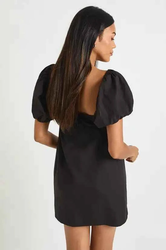 boohoo Maternity Cotton Tie Front Puff Sleeve Skater Dress