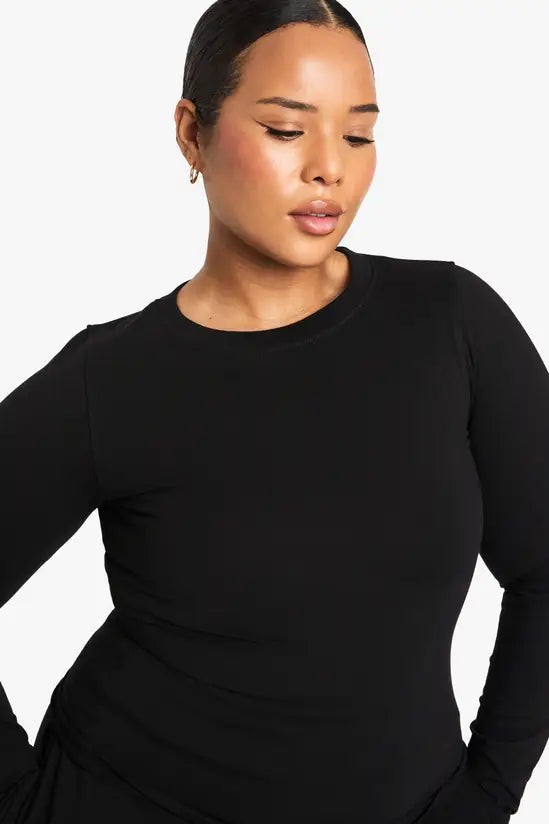 boohoo Plus Long Sleeve Fitted Top